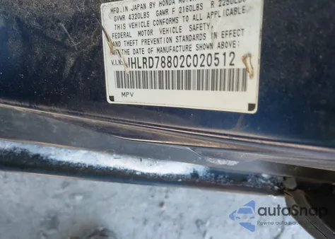 2002 Honda Cr-V Ex z USA, uszkodzony, nr VIN JHLRD78802C020512